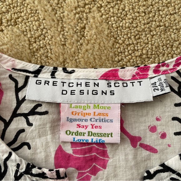 Gretchen Scott Designs Kids Seahorse Swim Coverup Pink Sea Life Tunic Size 2/4 - Picture 3 of 6